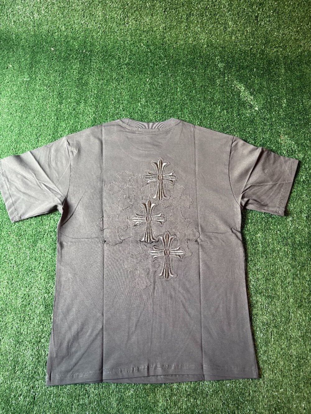 Chrome Hearts Gray Cross Patch Graphic T-Shirt NWT